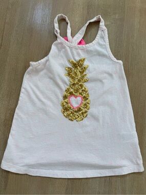 Maggie & Zoe Light Pink Tank with Gold Sequin Pineapple